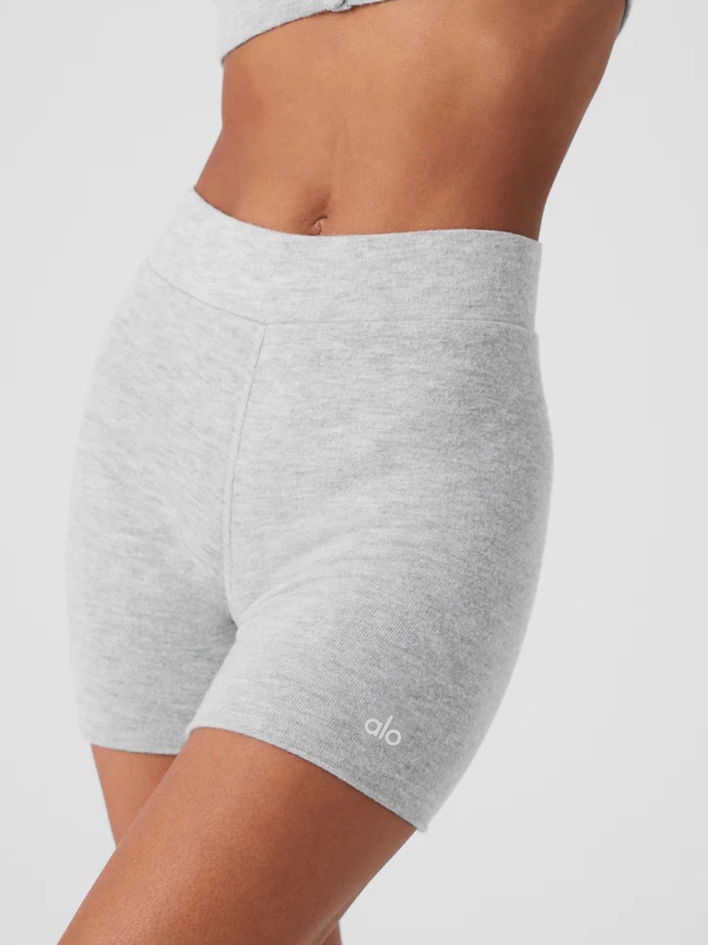 ALO Alolux High-Waist Me Time Short XS Yoga Heather Gray High-Waist Bike Shorts